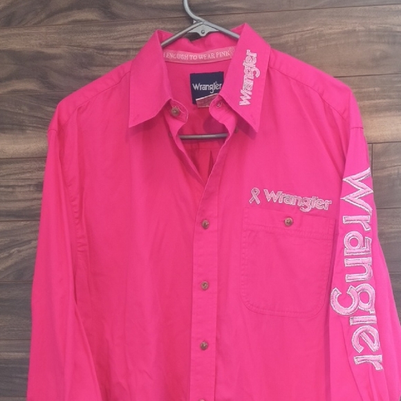 Wrangler Tops - RARE Wrangler Tough Enough To Wear Pink Western Embroidered Shirt Limited